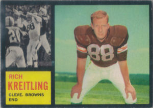 Rich Kreitling Rookie 1962 Topps #29 football card