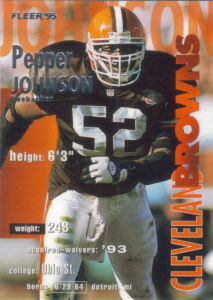 Pepper Johnson 1995 Fleer #82 football card