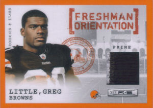 2011 Greg Little Rookies and Stars Freshman Orientation #22 football card - Serial no. 46/50