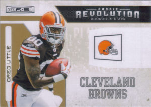 2011 Greg Little Rookies and Stars Revolution GOLD #11 football card - Serial no. 466/500
